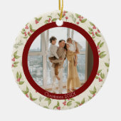 Décoration En Céramique Elégant Aquarelle Mistletoe, Rouge Frame Family (Devant)