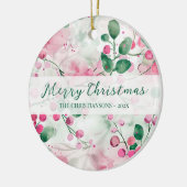 Décoration En Céramique Élégant Baies Roses Fleurs Noël (Gauche)