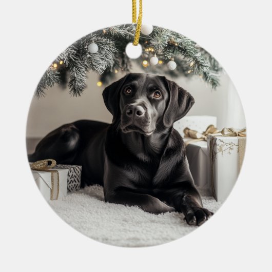 Décoration En Céramique Élégant Black Lab Noël (Devant)