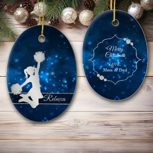 Décoration En Céramique Elégant bleu lumière argent Cheer Leader