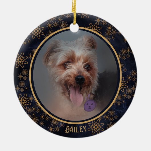 Décoration En Céramique Elégant bleu marine Noël 2 photo (Dos)