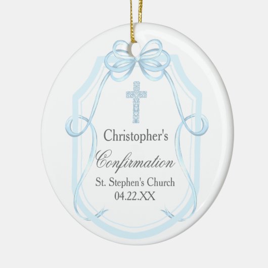 Décoration En Céramique Élégant Bleu Ruban Bow Confirmation cadeau (Gauche)