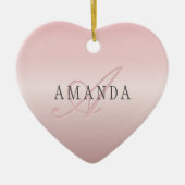Décoration En Céramique Elégant Blush Faux Rose Gold | Nom et monogramme (Devant)