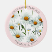 Décoration En Céramique Élégant Boho Floral Blush Pink Premier Noël (Dos)