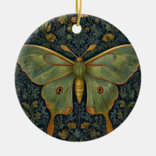 Décoration En Céramique Élégant boho rétro Luna moth botanique