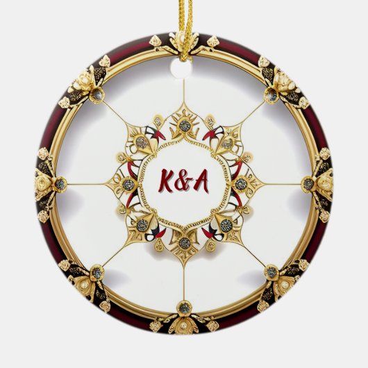 Décoration En Céramique Elégant cadre circulaire doré (Devant)