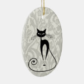 Décoration En Céramique Élégant damas de chat noir (Droite)