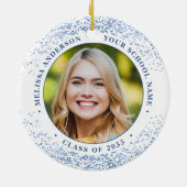 Décoration En Céramique Élégant Diplômé sur mesure 2 photo Bleu Graduation (Dos)