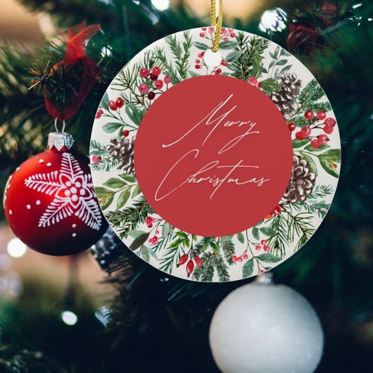 Décoration En Céramique Élégant feuillage de Noël