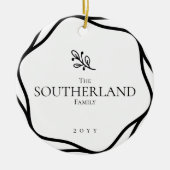 Décoration En Céramique Élégant feuillage feutre minimal noir et blanc pho (Devant)