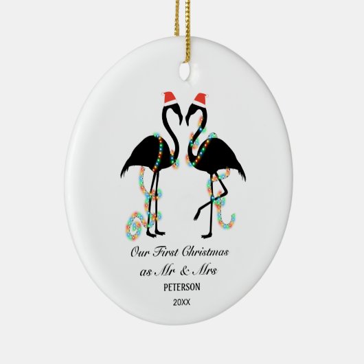 Décoration En Céramique Elegant Flamingo First Christmas Married (Droite)