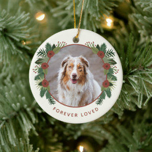 Décoration En Céramique Elegant Floral Greenery Memorial 2 Photo Christmas