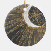 Décoration En Céramique Elegant Gold Doodles Sun Moon Mandala Design (Dos)