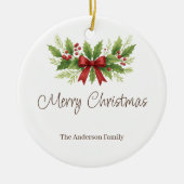 Décoration En Céramique Elegant Holly & Red Bow Noël - (Devant)