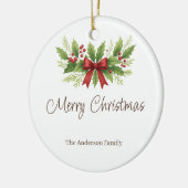 Décoration En Céramique Elegant Holly & Red Bow Noël - (Gauche)