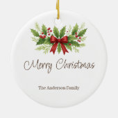 Décoration En Céramique Elegant Holly & Red Bow Noël - (Dos)