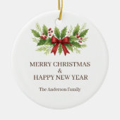Décoration En Céramique Elegant Holly & Red Bow Noël - (Devant)