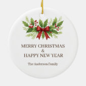 Décoration En Céramique Elegant Holly & Red Bow Noël - (Dos)