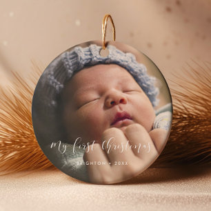 Décoration En Céramique Élégant Ma première photo bébé de Noël