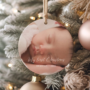Décoration En Céramique Élégant Ma première photo de bébé de Noël
