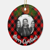 Décoration En Céramique Élégant modèle photo de pin rouge plaid (Gauche)