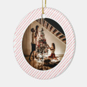 Décoration En Céramique Elegant Modern Red Stripes Christmas Family Photo (Gauche)