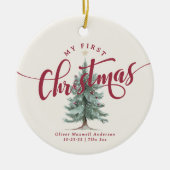 Décoration En Céramique Elegant My First Christmas Tree Script Baby Photo (Devant)