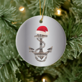 Décoration En Céramique élégant nautique rustique ANCRE + CHAPEAU DE PÈRE
