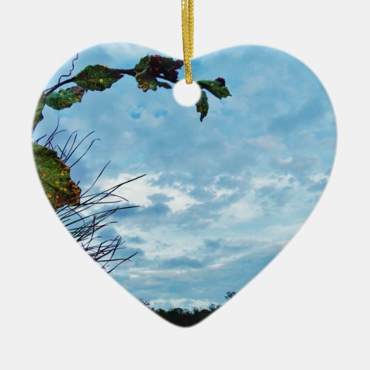 Décoration En Céramique Élégant Noël Holly, ciel bleu (Devant)