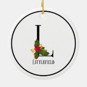 Décoration En Céramique Élégant Noël Holly Monogramme Lettre L (Dos)