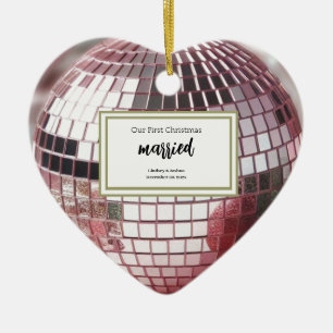 Décoration En Céramique Élégant Noël personnalisé des jeunes mariés en ros