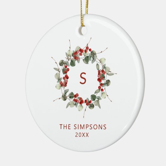 Décoration En Céramique Élégant Noël vert Famille Monogramme (Gauche)