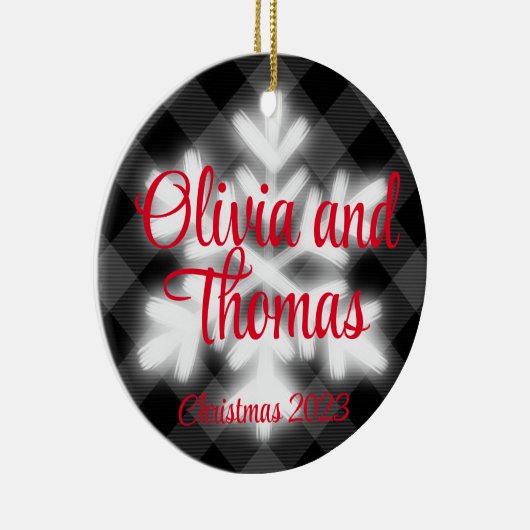 Décoration En Céramique Élégant noir blanc plaid flake (Droite)