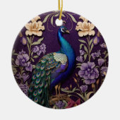 Décoration En Céramique Elégant Peacock Sur Purple William Morris Inspiré (Devant)
