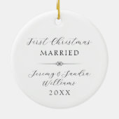 Décoration En Céramique Élégant Premier Noël Marié Personnalisé Blanc (Dos)