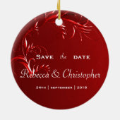 Décoration En Céramique Élégant rouge Enregistrer la date (Dos)