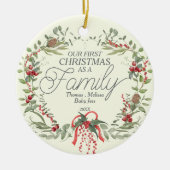 Décoration En Céramique Elégant rouge vert Noël moderne fleurs de fer (Devant)