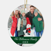Décoration En Céramique Elegant Script 2 Sided Photo Christmas Green (Gauche)