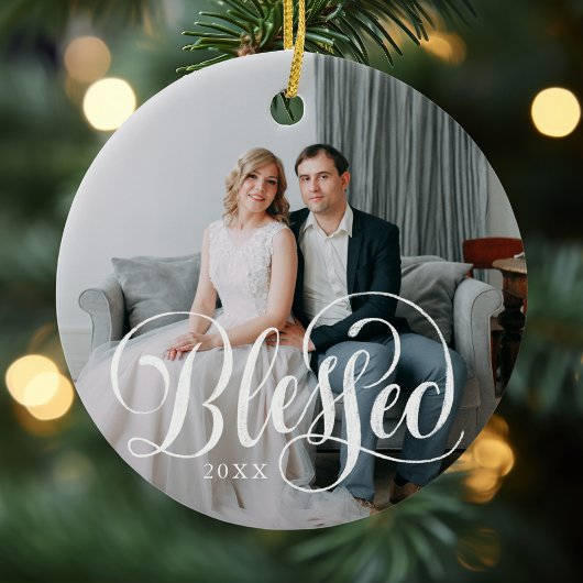 Décoration En Céramique Élégant script béni photo