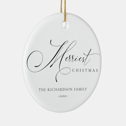 Décoration En Céramique Élégant Script minimal Merriest Noël Salutation (Droite)