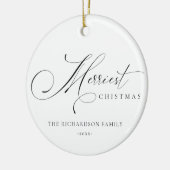 Décoration En Céramique Élégant Script minimal Merriest Noël Salutation (Gauche)