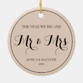 Décoration En Céramique Élégant Script nouvellement marié Premier Noël M e (Dos)