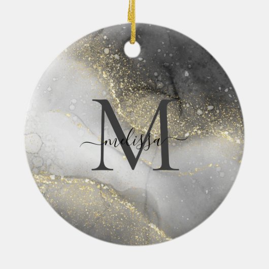 Décoration En Céramique Elégant Silver and Gold Name (Dos)