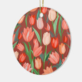 Décoration En Céramique Elegant Tulip Floral Pattern – Red & Peach Spring (Gauche)