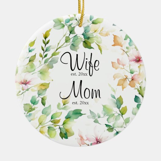 Décoration En Céramique Elégant vert fleurs sauvages d'aquarelle (Devant)