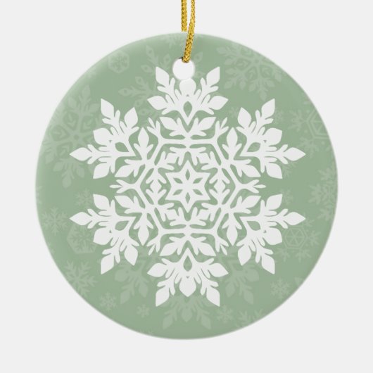 Décoration En Céramique Elegant White Snowflake (Sage Pine) (Devant)