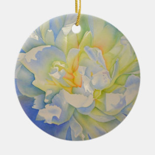 Décoration En Céramique Elégante aquarelle fleurie de pivoine blanche