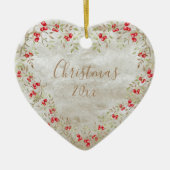 Décoration En Céramique Elégante aquarelle Noël Script Année Coeur (Devant)