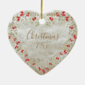 Décoration En Céramique Elégante aquarelle Noël Script Année Coeur (Dos)