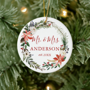 Décoration En Céramique Elégante aquarelle nouvellement mariée Hiver Flora